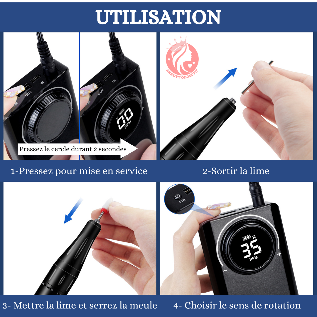 PONCEUSE à ONGLES RECHARGEABLE POUR MANUCURE ⎮NAILS DRILL™